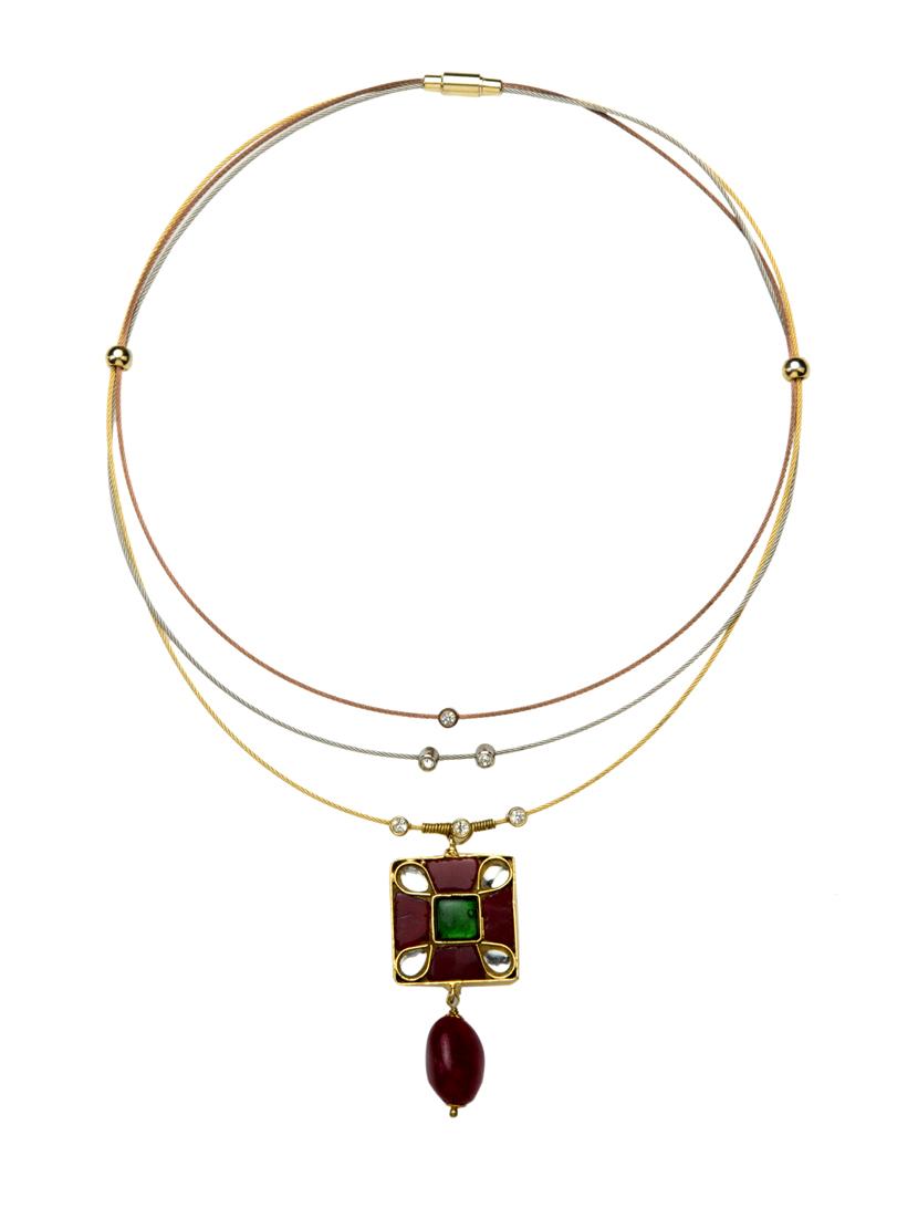Jade & Jewels multi colored metal short necklace - 13773966 - Zoom Image - 1