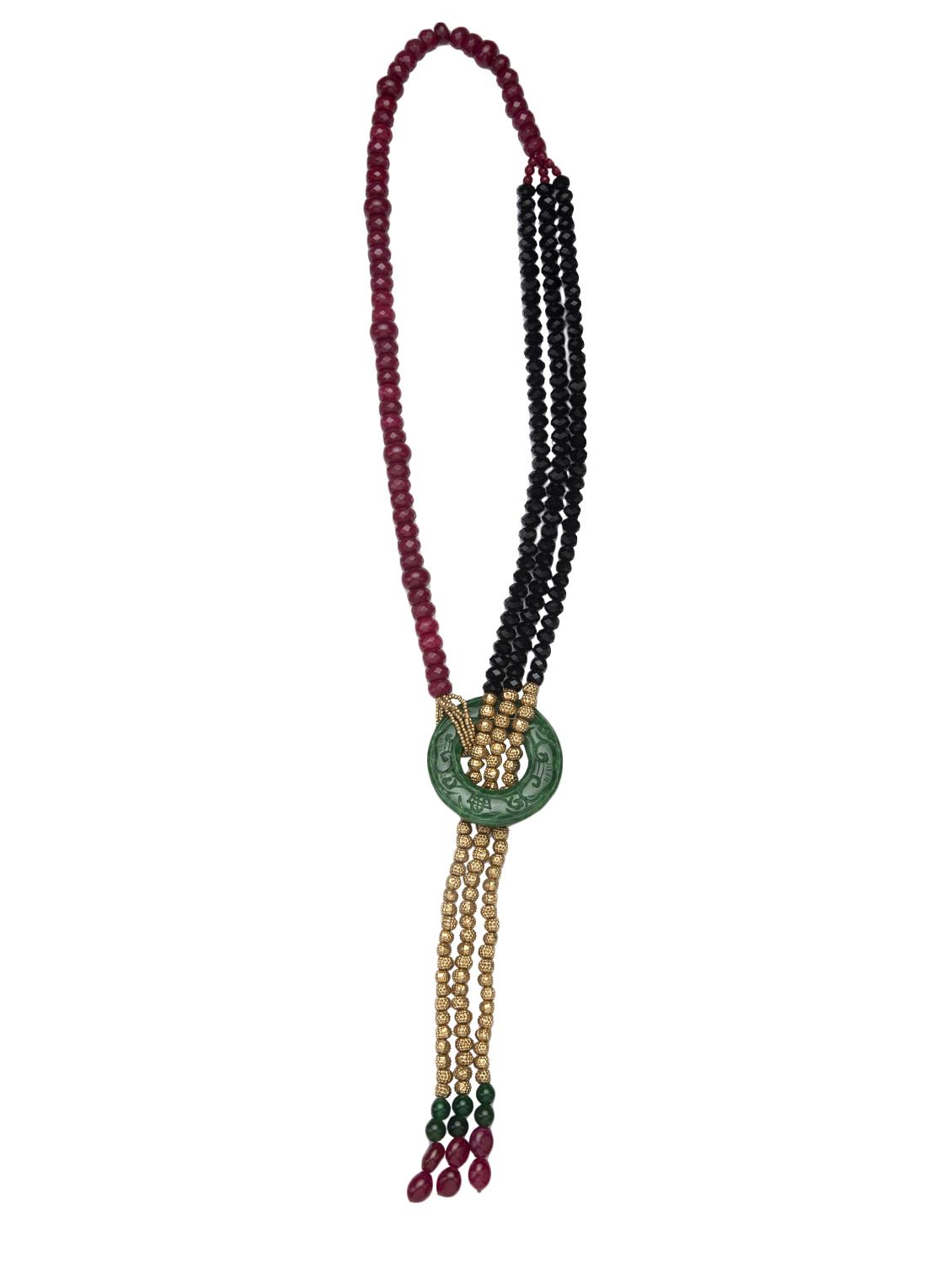 jade & jewels multi colored gold plated long necklace - 13773970 - Zoom Image - 1