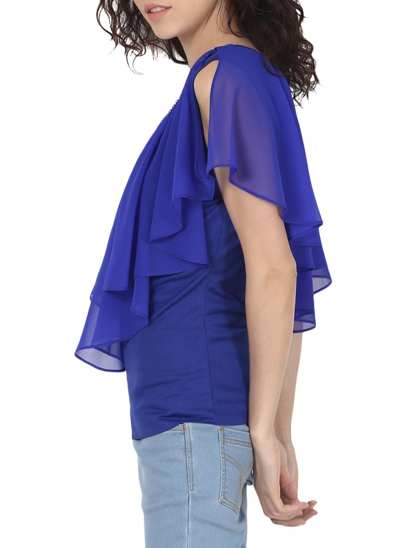 ruffle overlay pearl embellished top - 13774493 - Zoom Image - 2