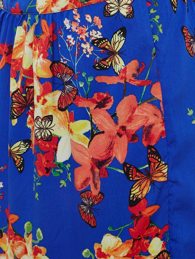 blue floral printed crepe maxi skirt - 13774699 - Zoom Image - 4