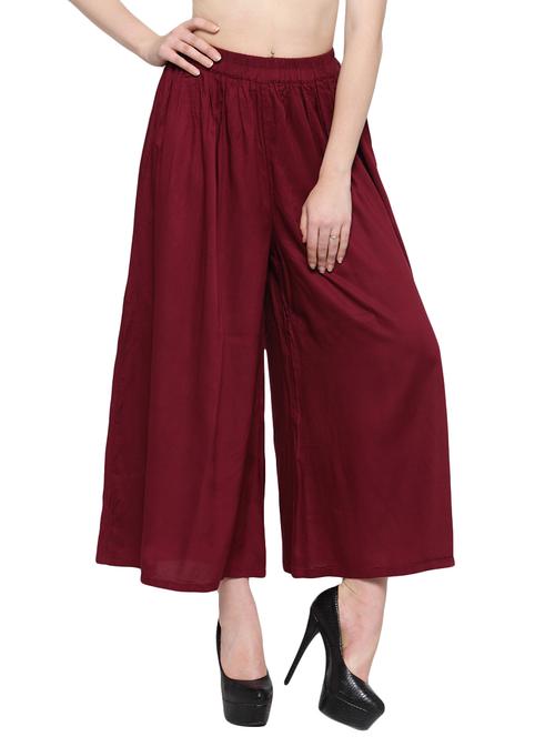 red rayon palazzos - 13778140 -  Standard Image - 0