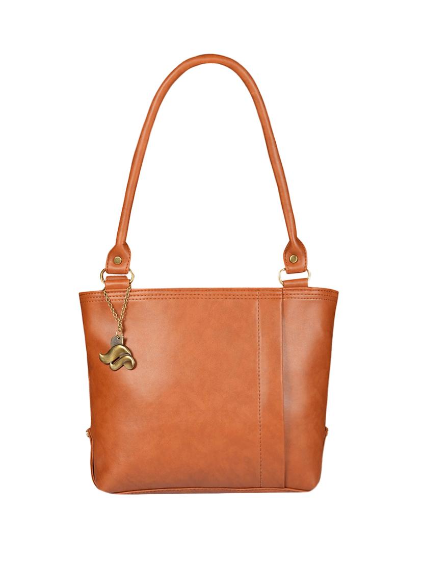 tan leatherette regular handbag - 13786119 - Zoom Image - 1