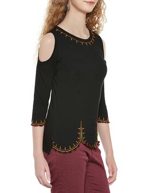 cold shoulder embroidered top - 13788138 - Standard Image - 2