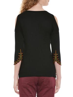 cold shoulder embroidered top - 13788138 - Standard Image - 3