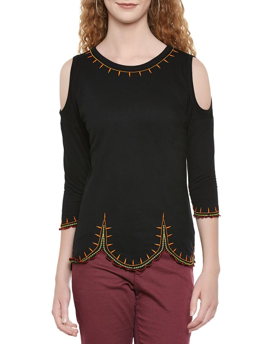 cold shoulder embroidered top - 13788138 - Zoom Image - 1