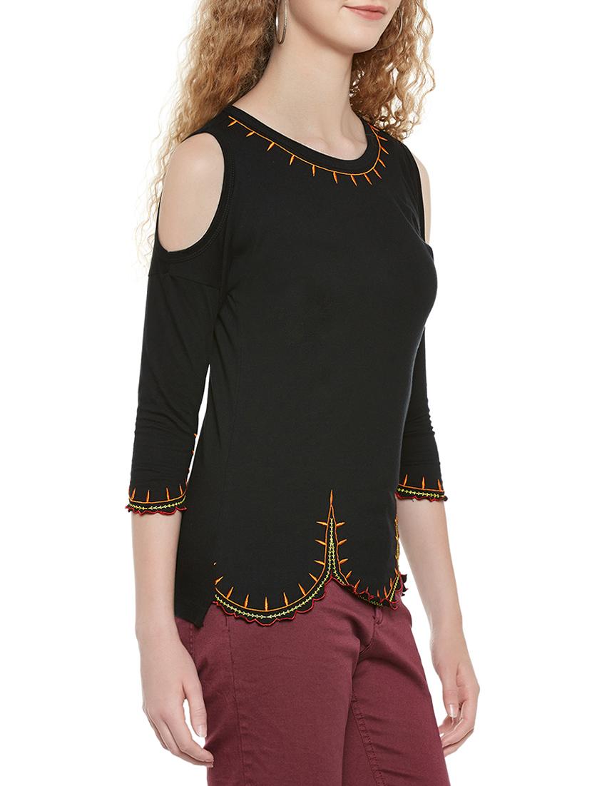 cold shoulder embroidered top - 13788138 - Zoom Image - 2