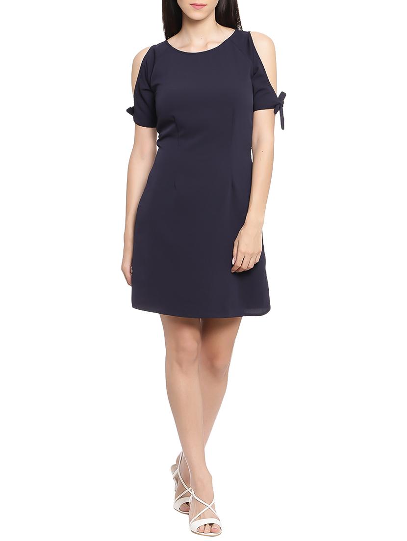 navy blue crepe sheath dress - 13788571 - Zoom Image - 1