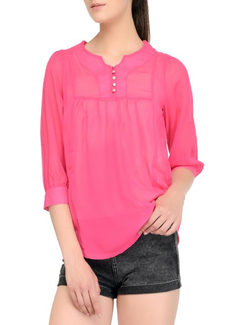 pink georgette regular top - 13788684 - Standard Image - 1
