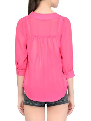 pink georgette regular top - 13788684 - Standard Image - 3