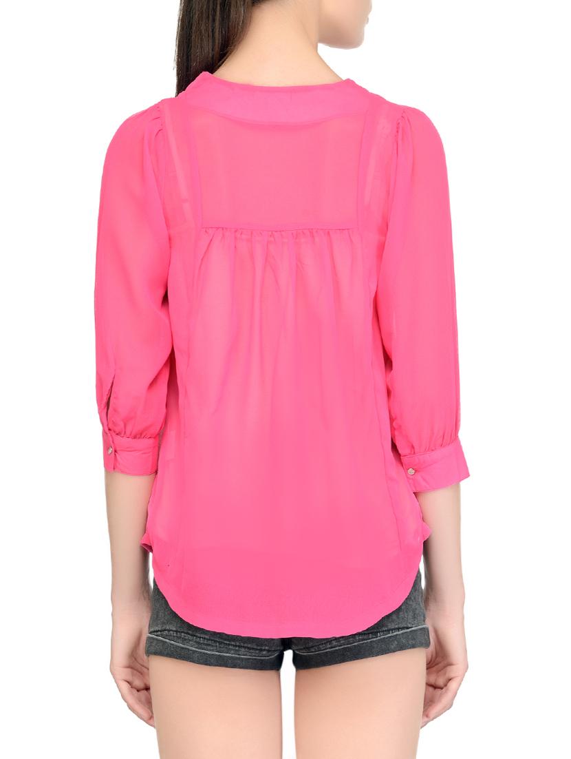 pink georgette regular top - 13788684 - Zoom Image - 3