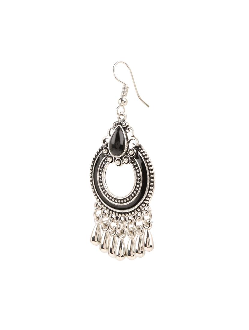 silver metal chandballi earrings - 13789414 - Zoom Image - 2