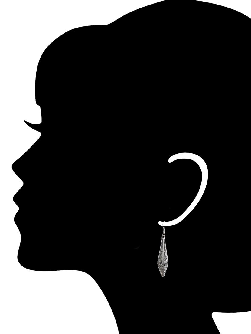 silver metal drop earrings - 13789446 - Zoom Image - 3