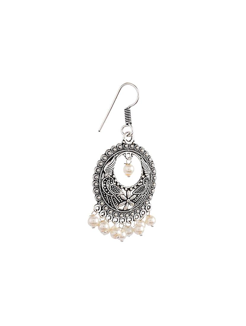 white metal chandballi earrings - 13789465 - Zoom Image - 2