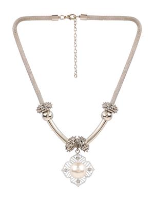 silver metal long necklace - 13789510 - Standard Image - 2