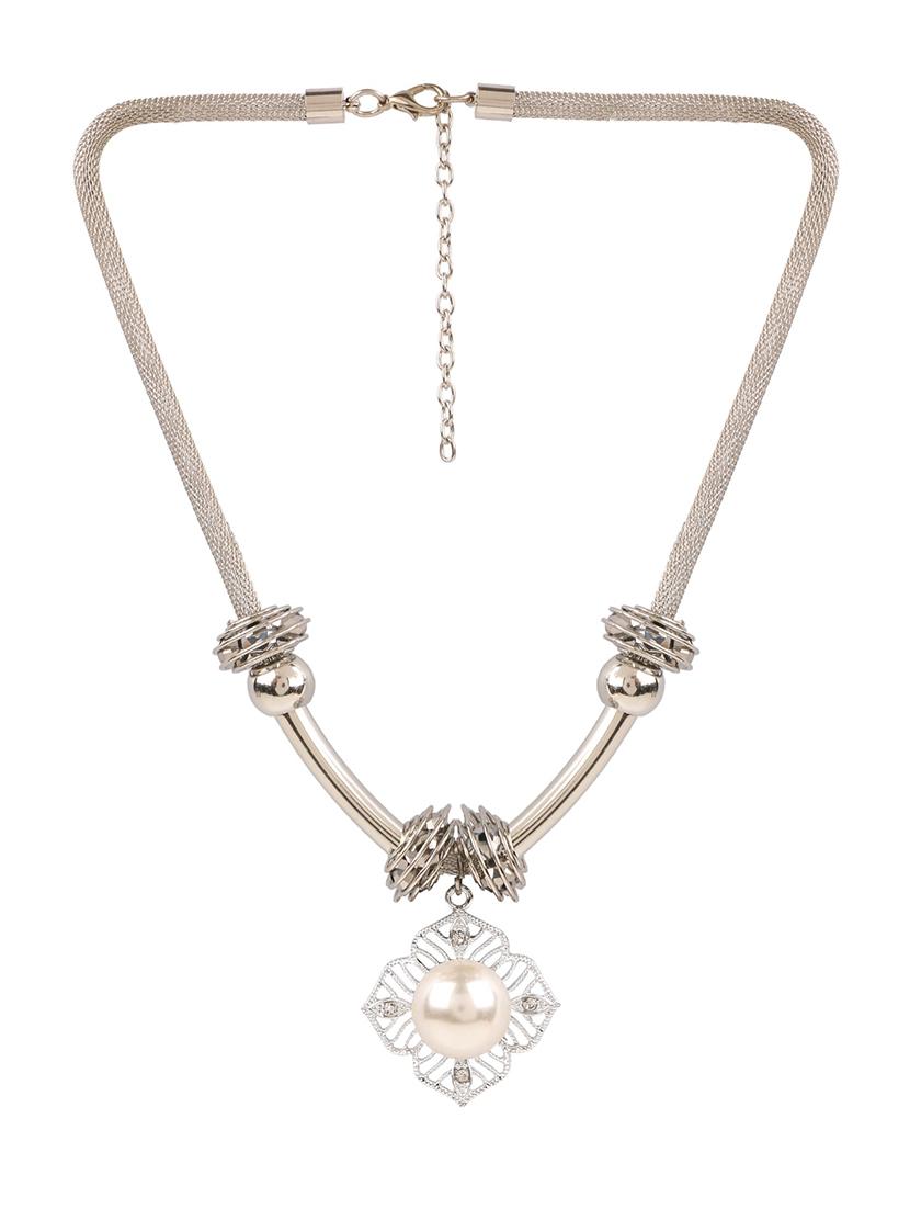 silver metal long necklace - 13789510 - Zoom Image - 2