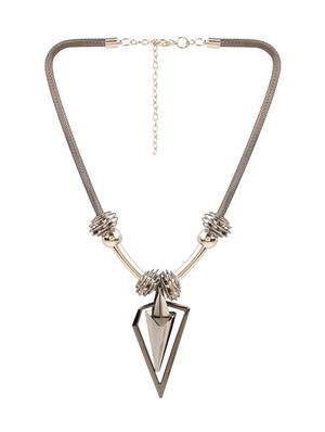silver metal long necklace - 13789513 - Standard Image - 2