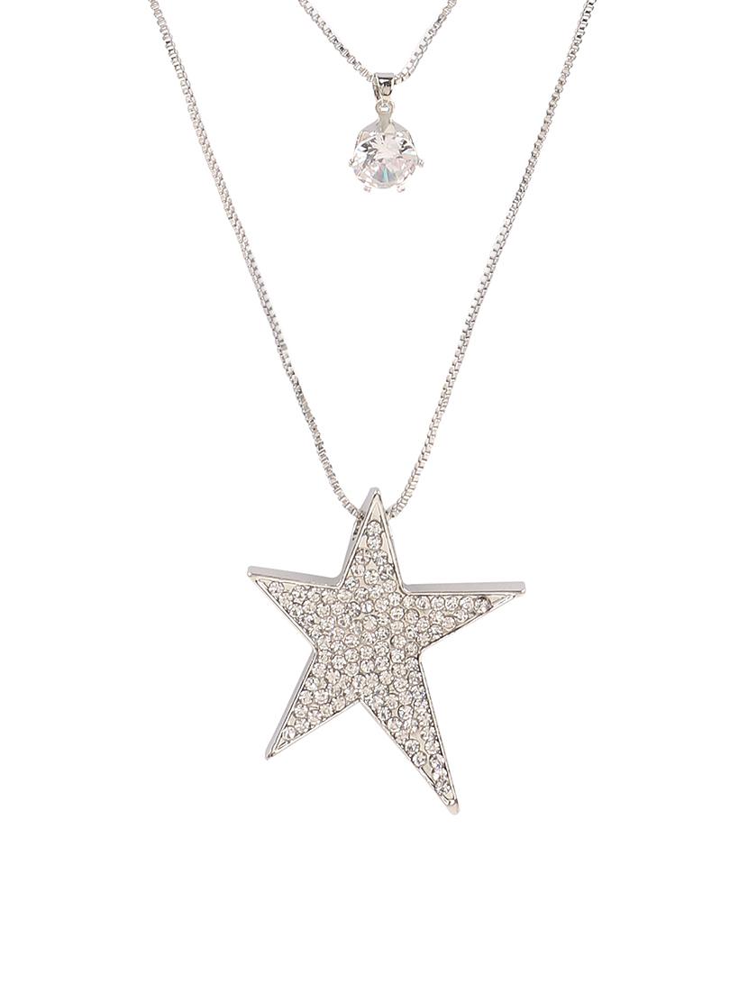 silver metal long necklace - 13789516 - Zoom Image - 1