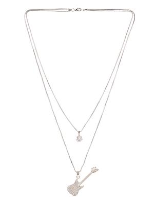 silver metal long necklace - 13789518 - Standard Image - 2