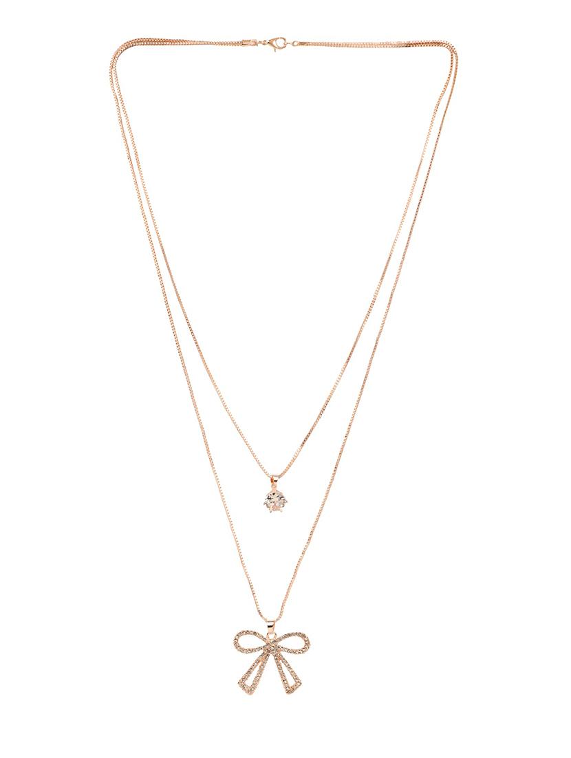gold metal long necklace - 13789521 - Zoom Image - 2