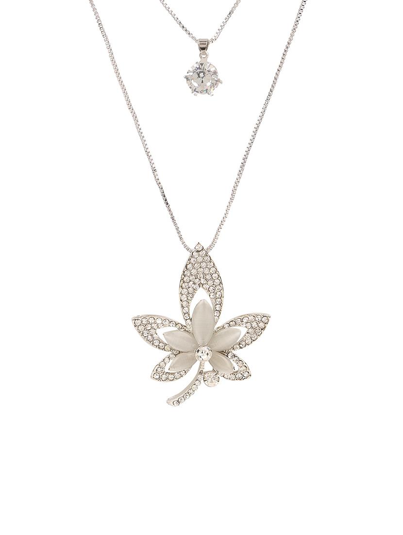 silver metal long necklace - 13789526 - Zoom Image - 1