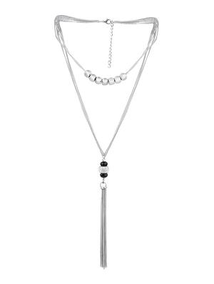 silver metal long necklace - 13789533 - Standard Image - 2