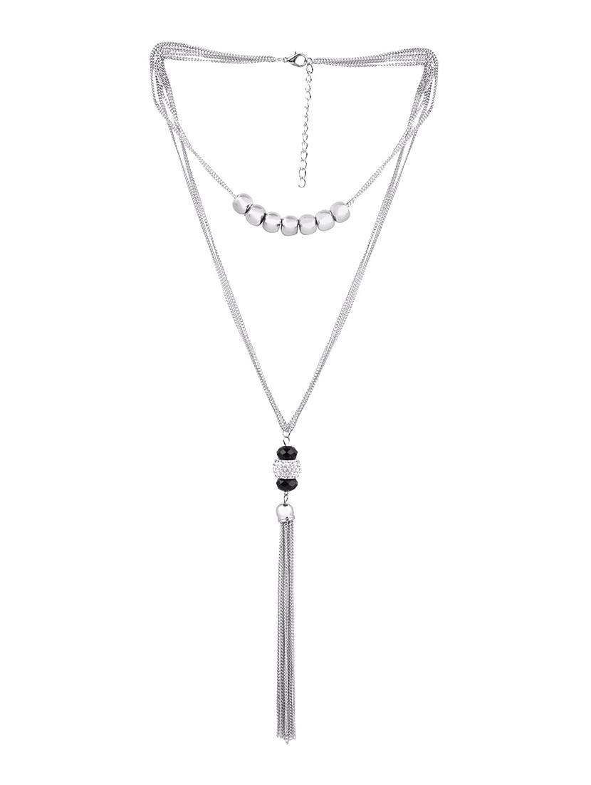 silver metal long necklace - 13789533 - Zoom Image - 2