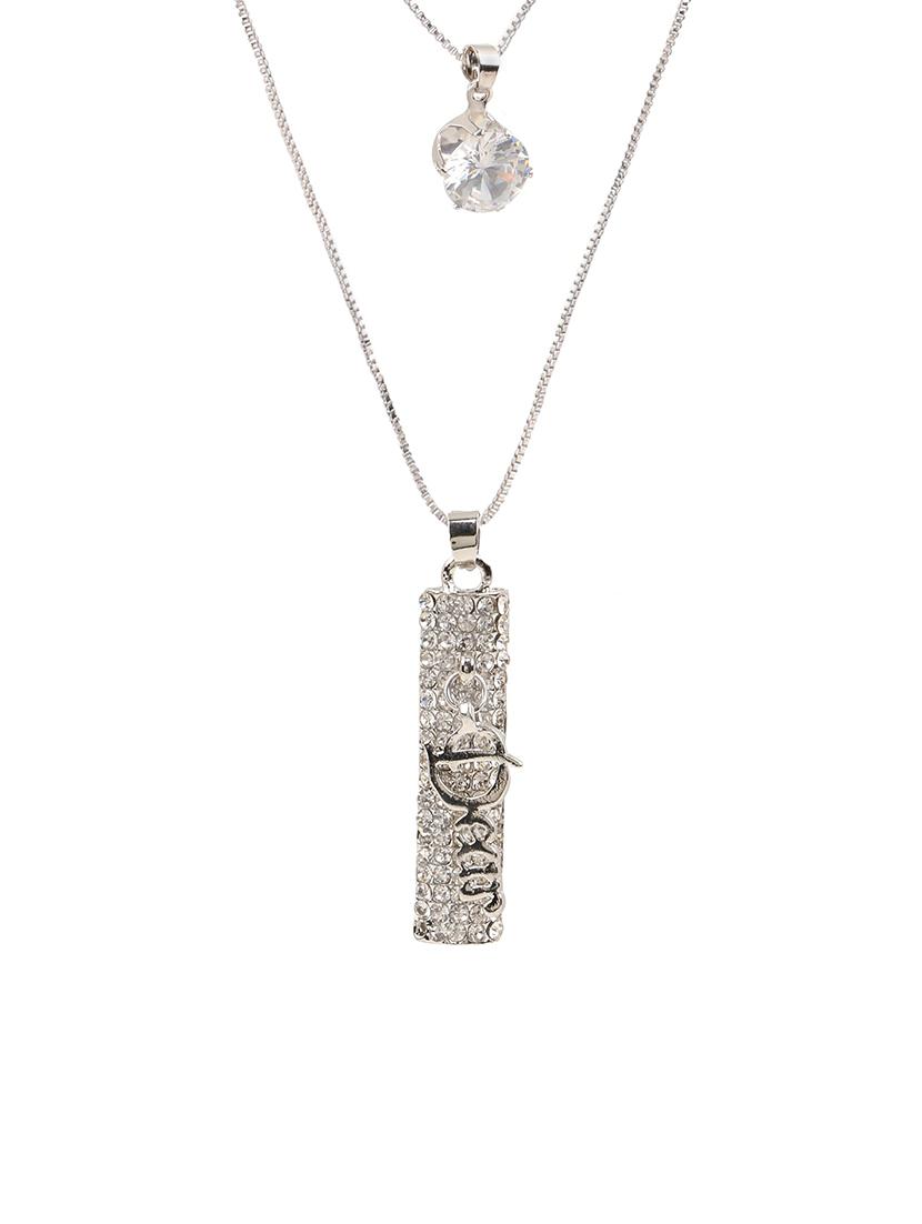 silver metal long necklace - 13789547 - Zoom Image - 1