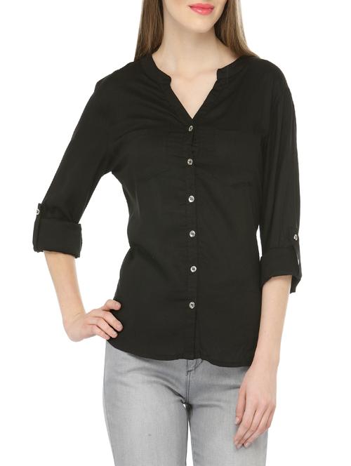 cation black cotton regular shirt - 13797382 - Standard Image - 1