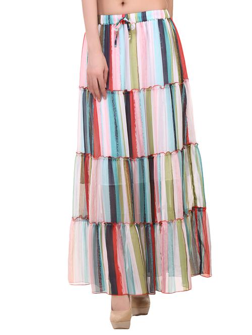 multicolored striped maxi skirt - 13806839 - Very Small Image - 1