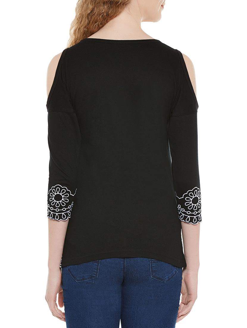 cold shoulder embroidered top - 13810201 - Zoom Image - 3