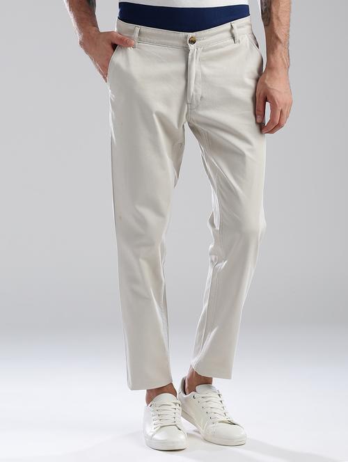 white cotton flat front casual trouser - 13813868 - Very Small Image - 1