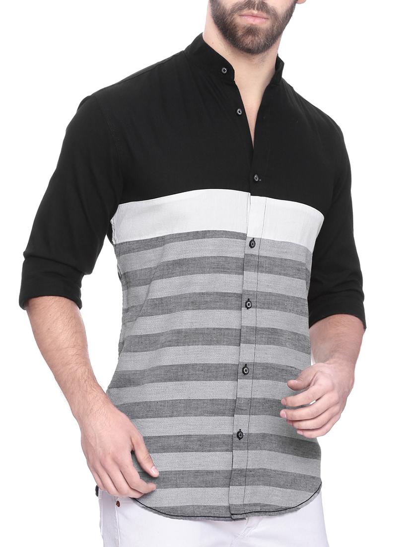 grey striped casual shirt - 13813991 - Zoom Image - 2
