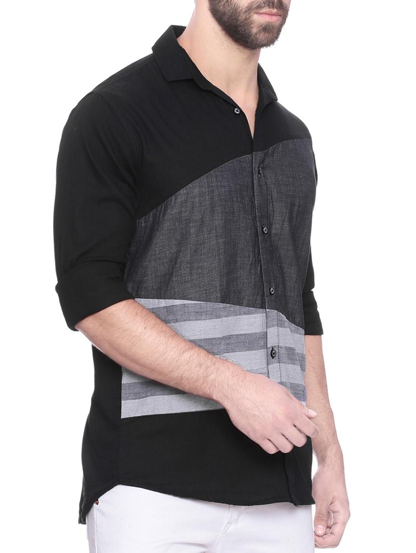 black cotton casual shirt - 13813994 - Zoom Image - 2