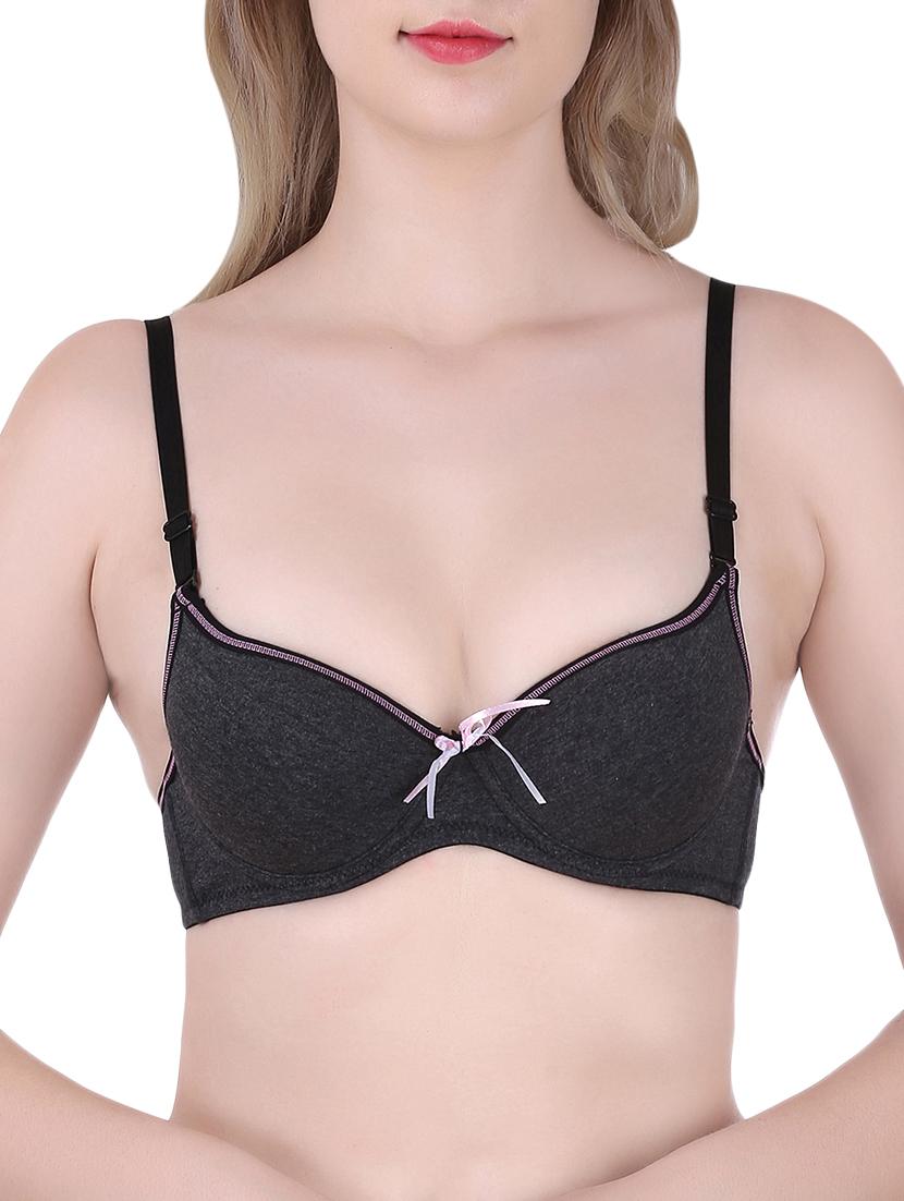 black cotton push up bra - 13816019 - Zoom Image - 1