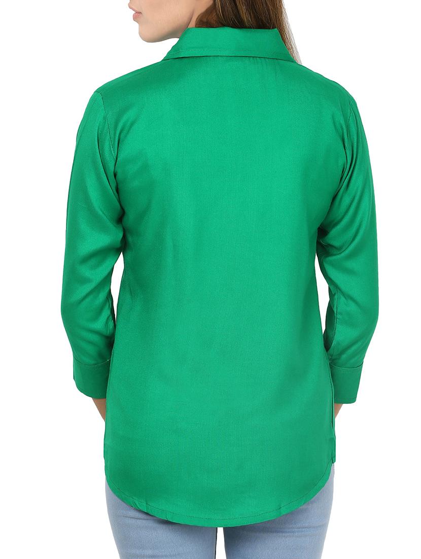 green viscose regular shirt - 13830135 - Zoom Image - 3