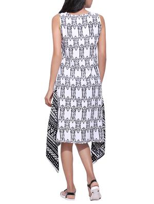 white rayon printed high-low kurta - 13831680 - Standard Image - 3