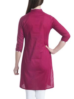 maroon cotton solid straight kurta - 13833811 - Standard Image - 3