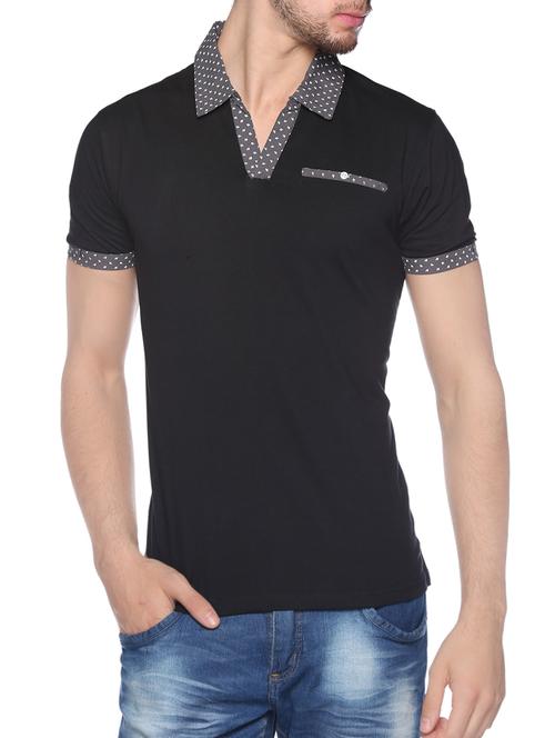 black cotton polo tshirt - 13838483 - Very Small Image - 1