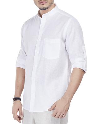 white linen casual shirt - 13842608 - Standard Image - 2