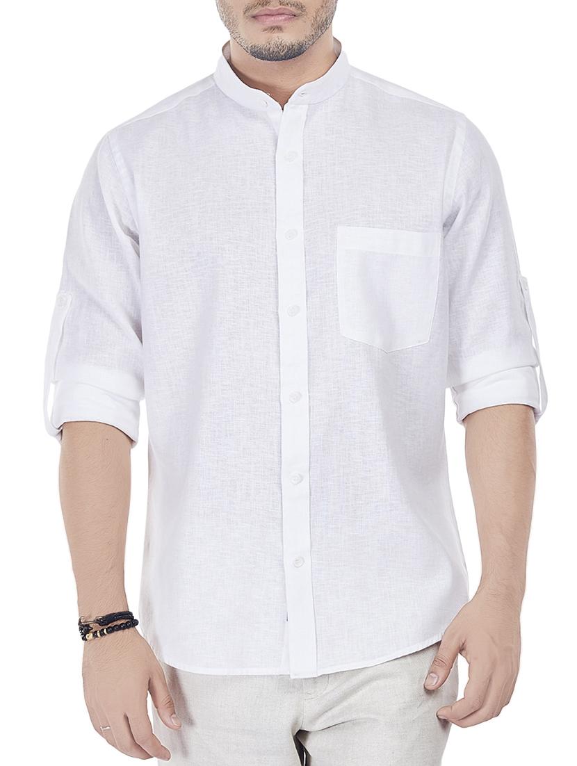 white linen casual shirt - 13842608 - Zoom Image - 1