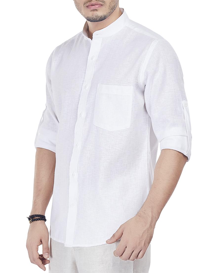 white linen casual shirt - 13842608 - Zoom Image - 2