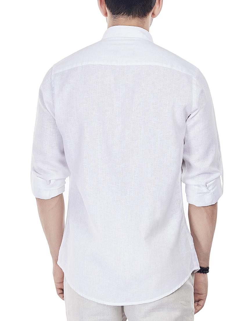 white linen casual shirt - 13842608 - Zoom Image - 3