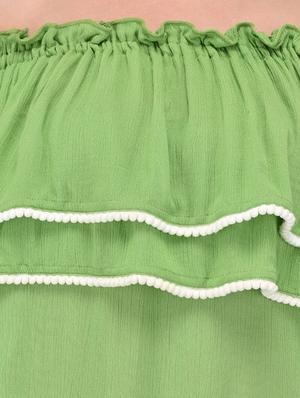 green off shoulder ruffle top - 13842753 - Standard Image - 4