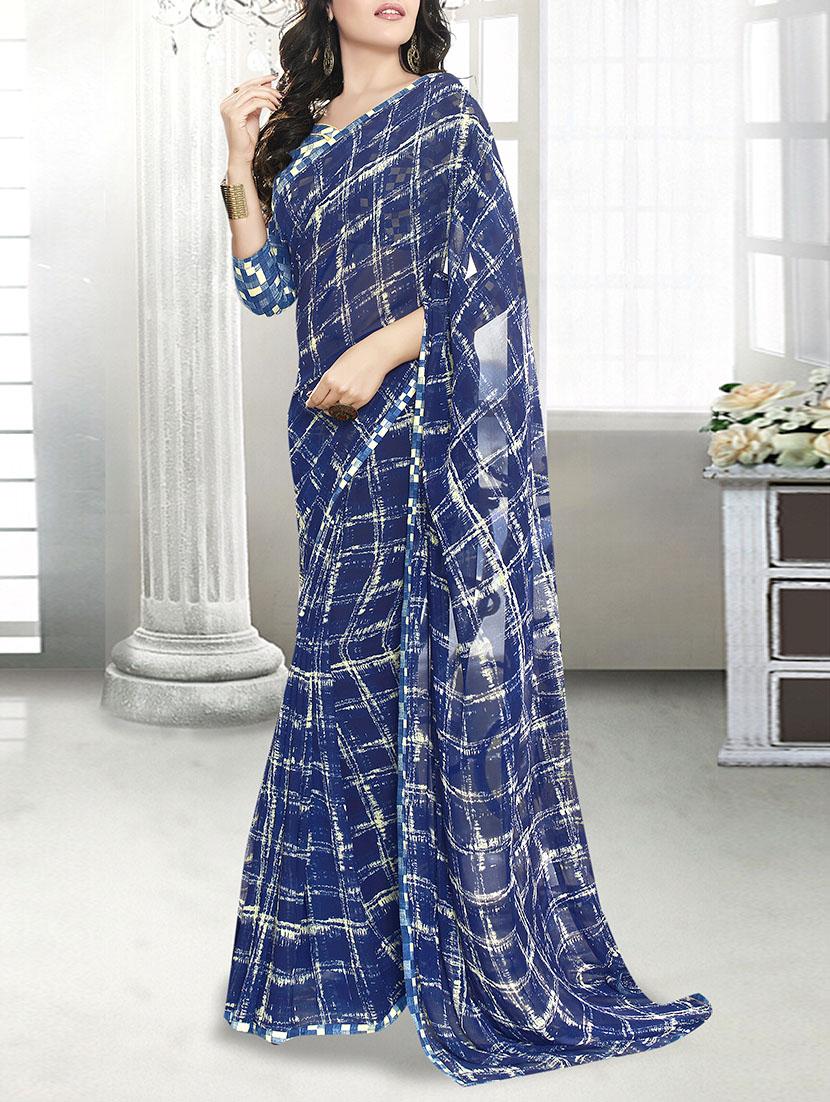 geometrical printed saree with blouse - 13848113 - Zoom Image - 1