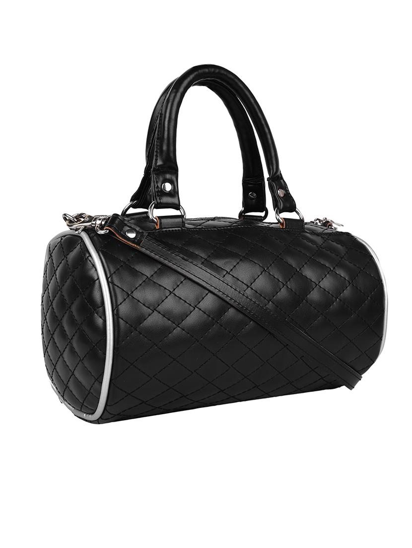 black leatherette duffel handbag - 13849420 - Zoom Image - 4