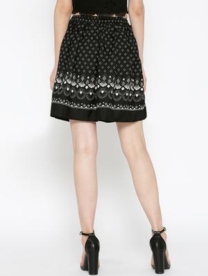 black printed flared skirt - 13852007 - Standard Image - 3