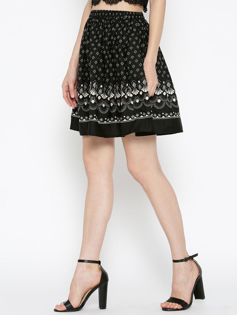black printed flared skirt - 13852007 - Zoom Image - 2