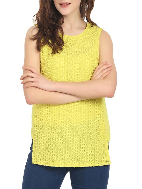 yellow lace straight top - 13853786 - Standard Image - 1