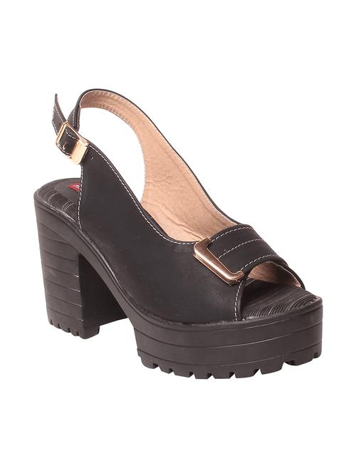 black faux leather platforms sandals - 13855186 - Very Small Image - 1