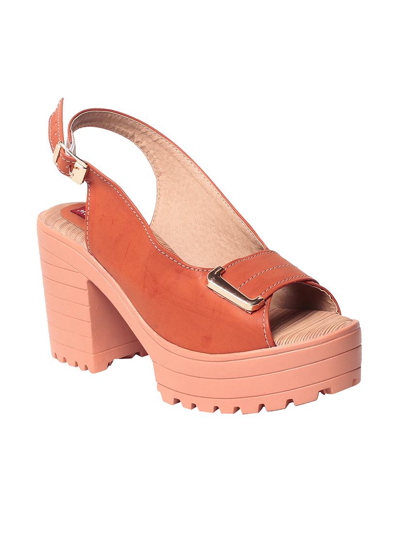 tan faux leather platforms sandals - 13855187 - Zoom Image - 1